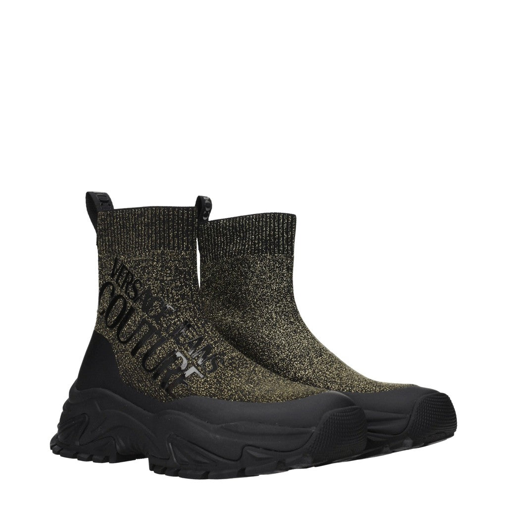 Versace Stoffen sneakers met goudkleurig accent – Zwart / Goud