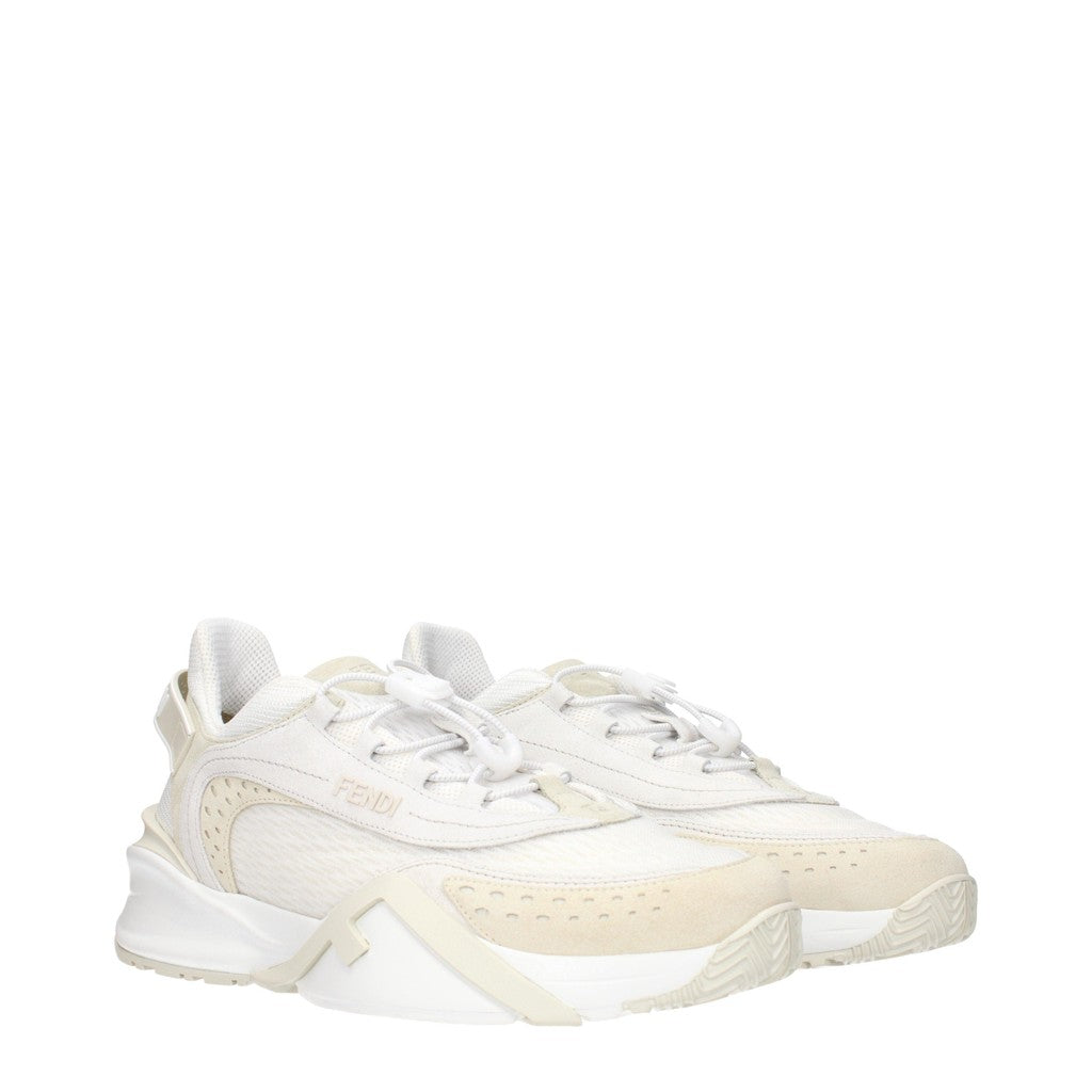 Fendi Sneakers van suède en stof – Wit / Beige