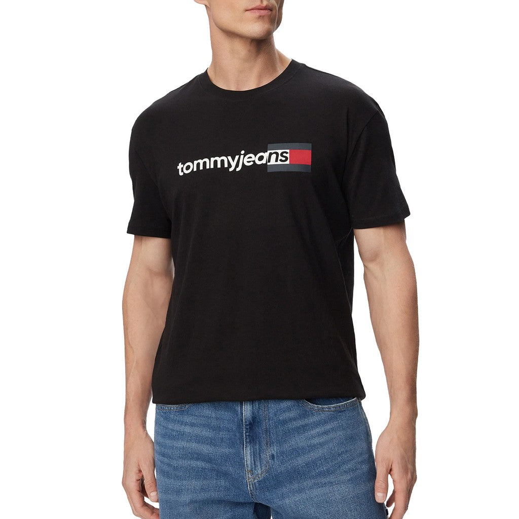 Tommy Jeans Regular Fit T-shirt met bedrukt logo – Zwart