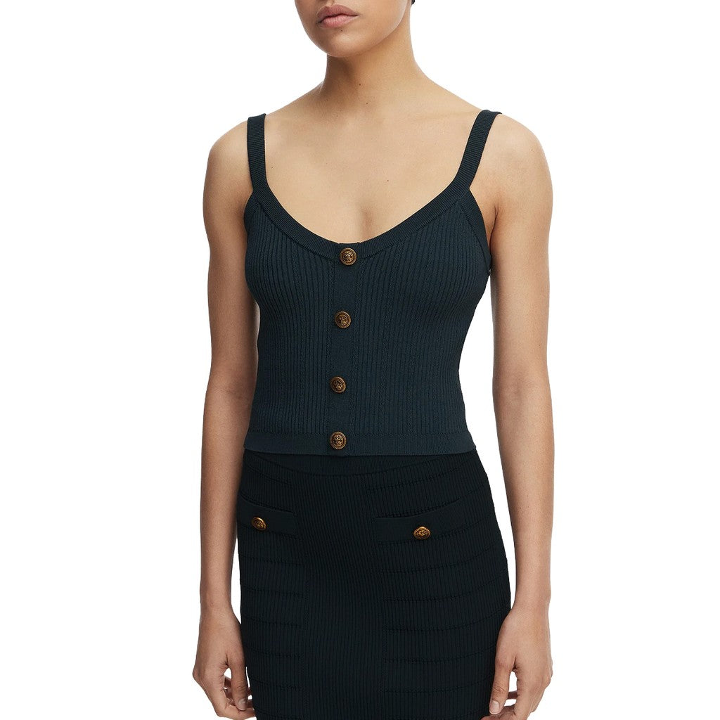 Guess Top met V-hals en schouderbandjes – Donkergroen