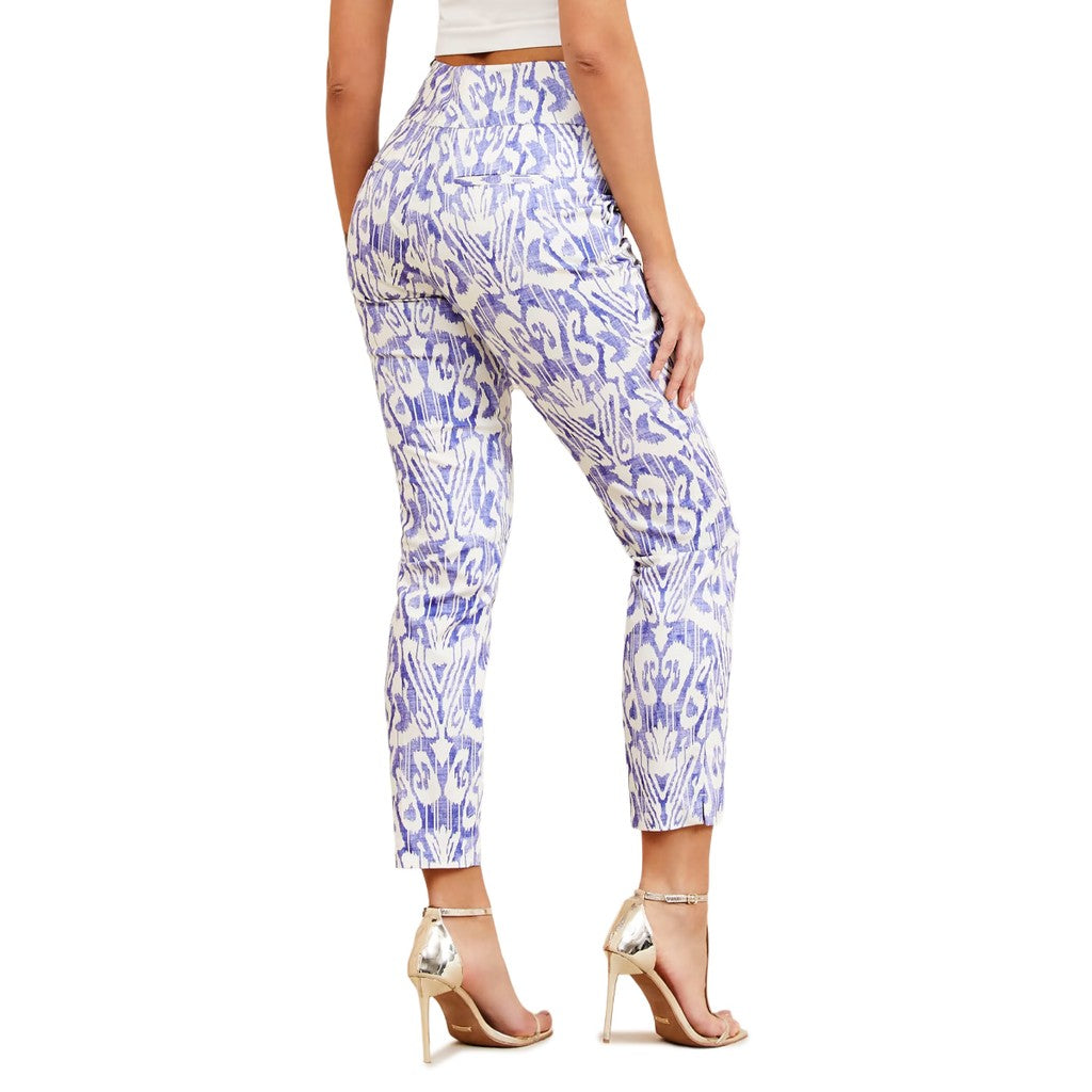 Guess Broek met dessin en rits-knoopsluiting – Blauw / Wit