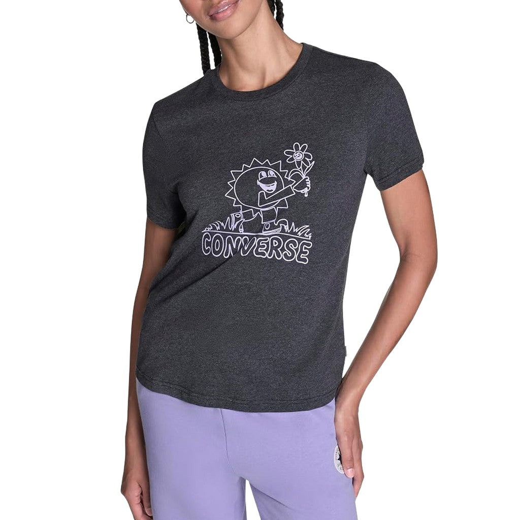 Converse Tweekleurig T-shirt met logo – Antraciet