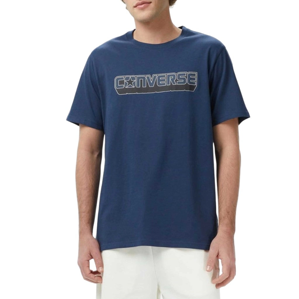 Converse T-shirt met ronde hals en bedrukt logo – Blauw