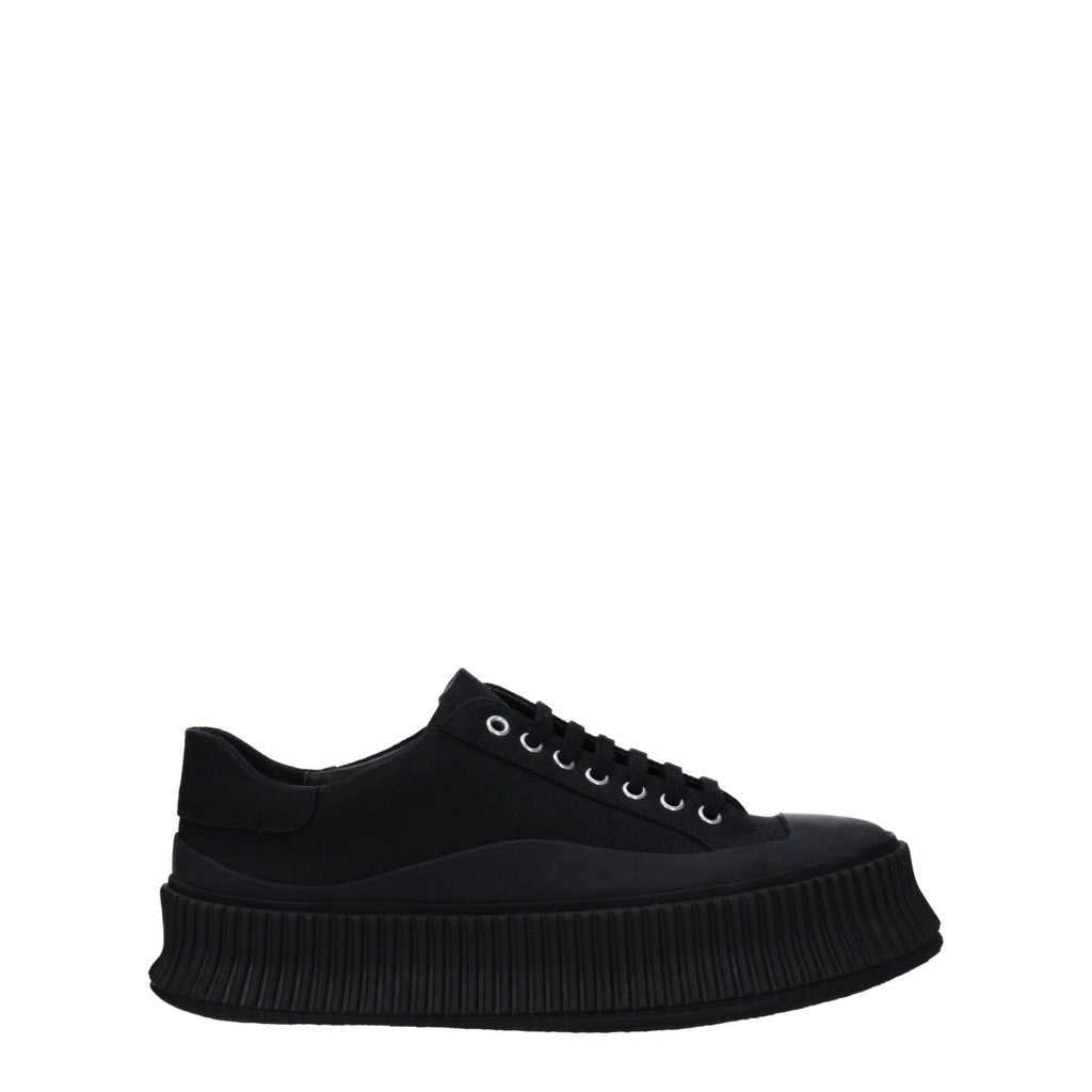 Jil Sander Low-Top Sneakers van textiel en rubber – Zwart