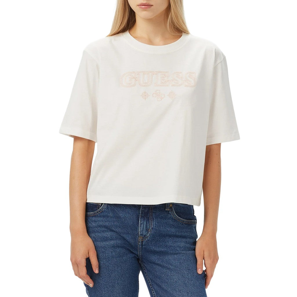 Guess Katoenen T-shirt met logoborduring – Wit