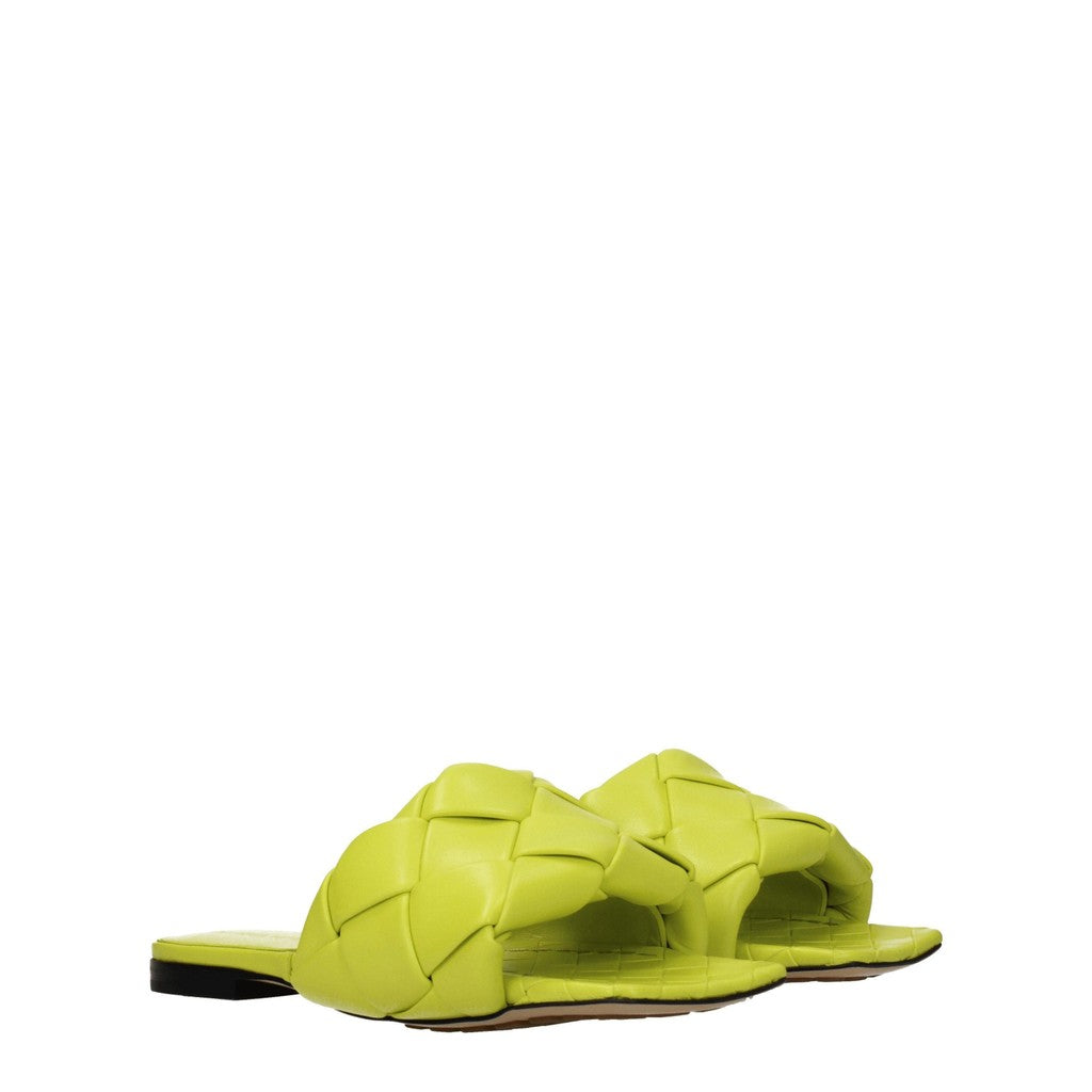 Bottega Veneta Leren sandalen met open neus – Limegroen