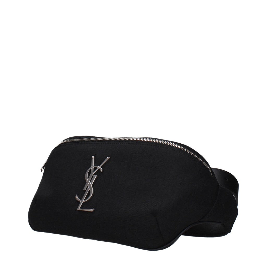 Saint Laurent Heuptas van stof en leer – Zwart