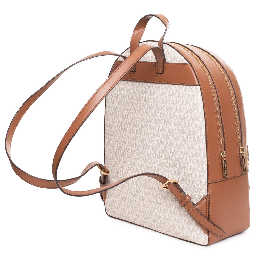 Michael Kors Jaycee Tweekleurige rugzak met bedrukt logo – Beige / Bruin