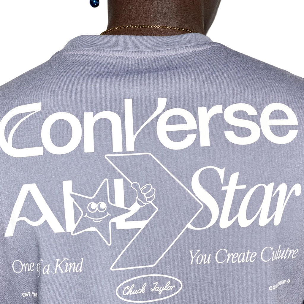 Converse T-shirt met ronde hals en bedrukt logo – Paars
