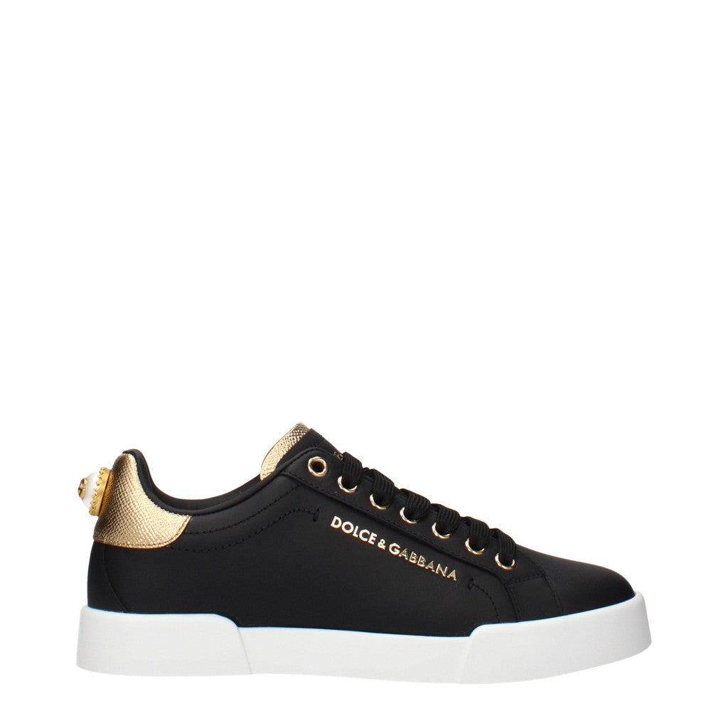 Dolce & Gabbana Sneakers met veters – Zwart / Goud