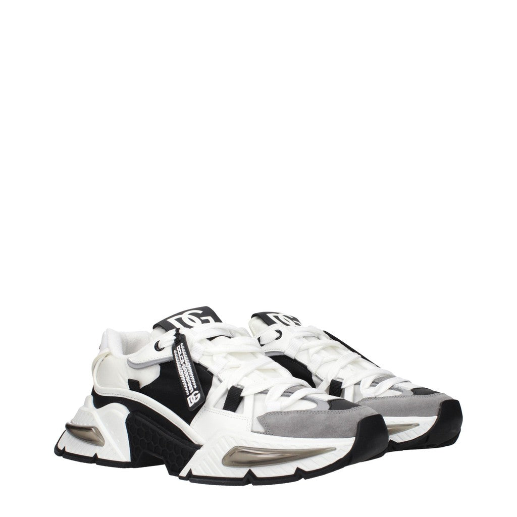 Dolce & Gabbana Sneakers van leer, suède en stof met hak – Wit / Zwart