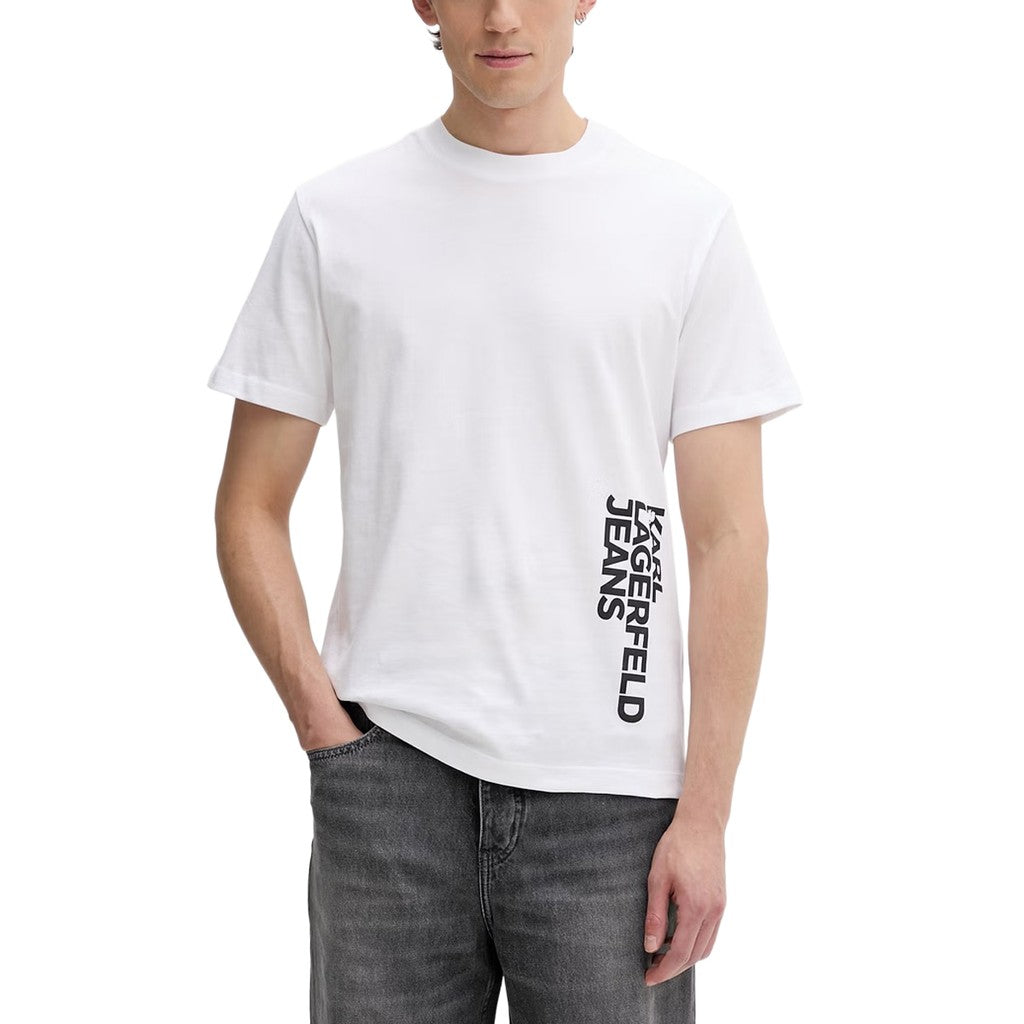Karl Lagerfeld T-shirt met verticaal logo – Wit