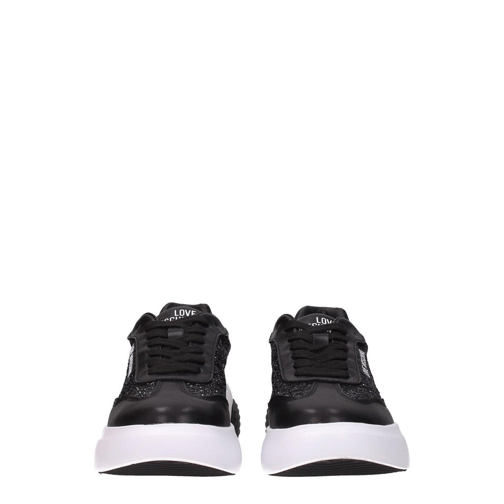 Love Moschino Sneakers met glitter – Zwart