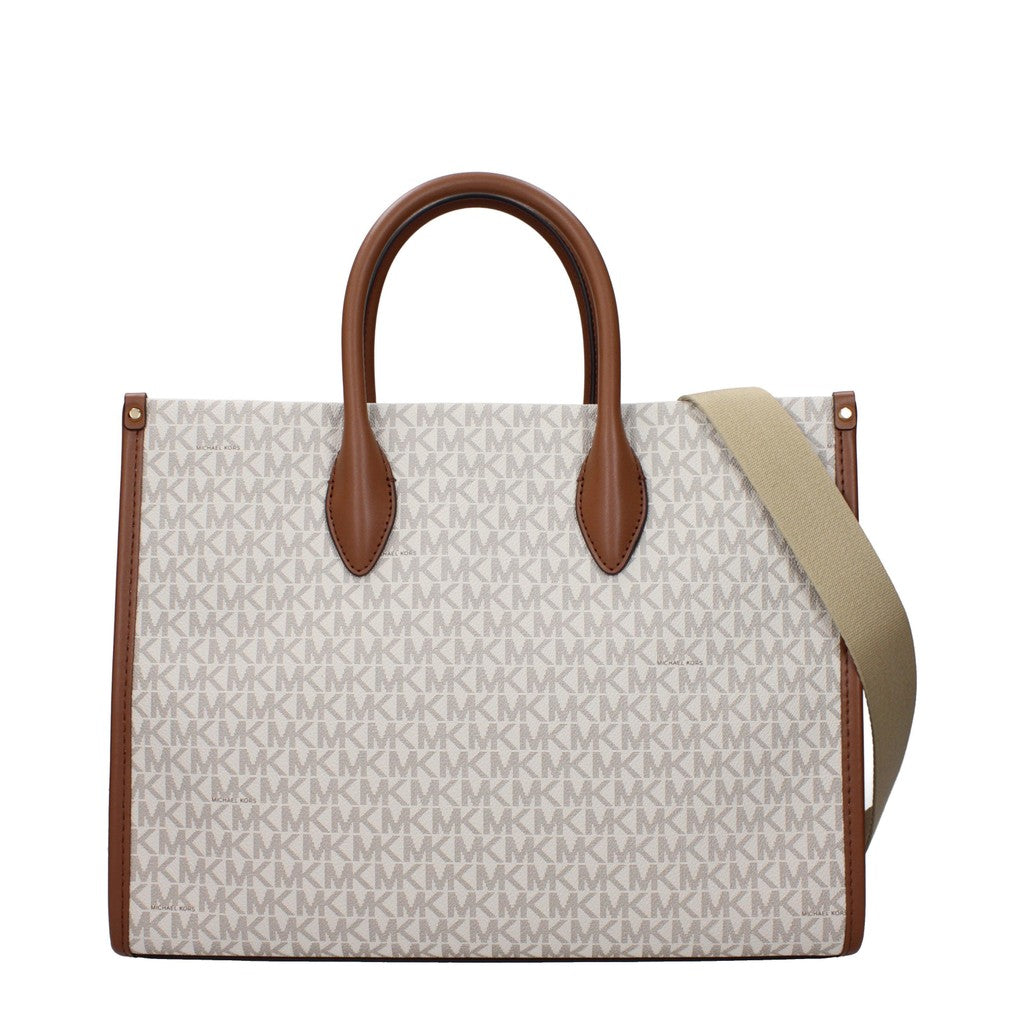 Michael Kors Mirella Shopper van stof en leer – Beige / Bruin