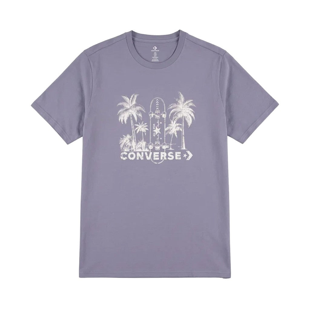 Converse T-shirt met ronde hals en bedrukt logo – Paars
