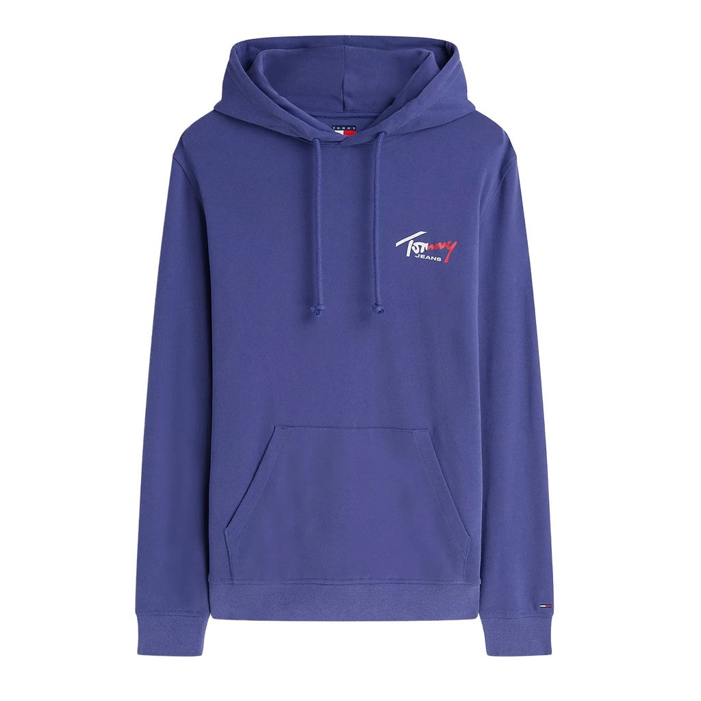 Tommy Jeans Regular Fit Hoodie van geborstelde stof met bedrukt logo – Blauw