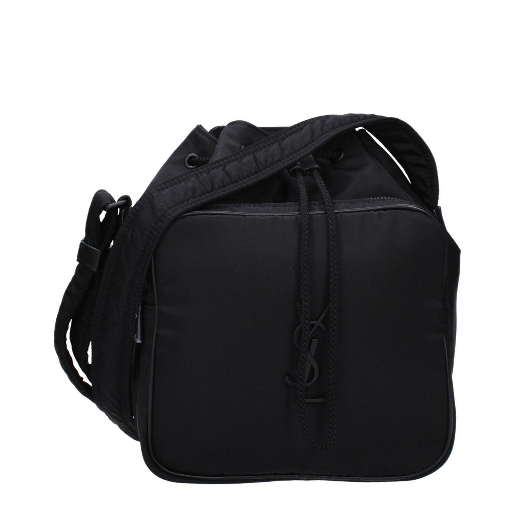 Saint Laurent Niki Crossbodytas van stof en leer – Zwart