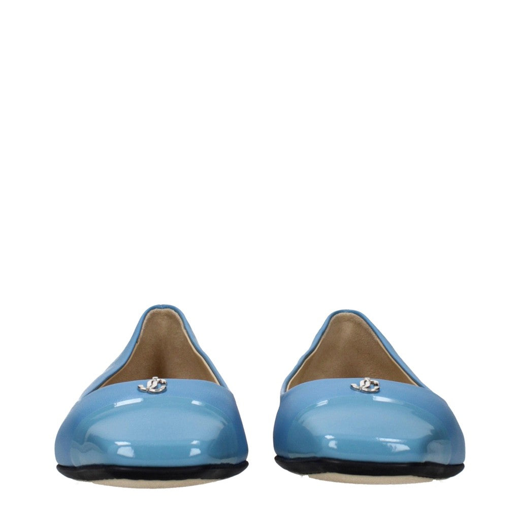 Jimmy Choo Leni Ballerina's van leer en lakleer – Lichtblauw