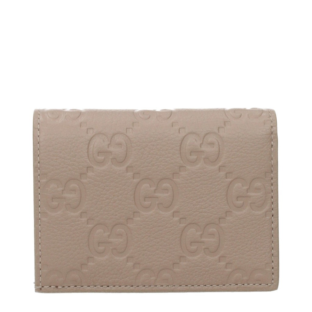Gucci Portemonnee met knoopsluiting en vier kaartvakken – Taupe