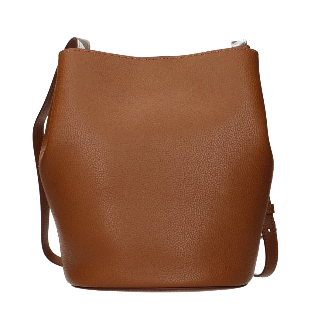 Burberry Crossbodytas van leer en stof – Bruin
