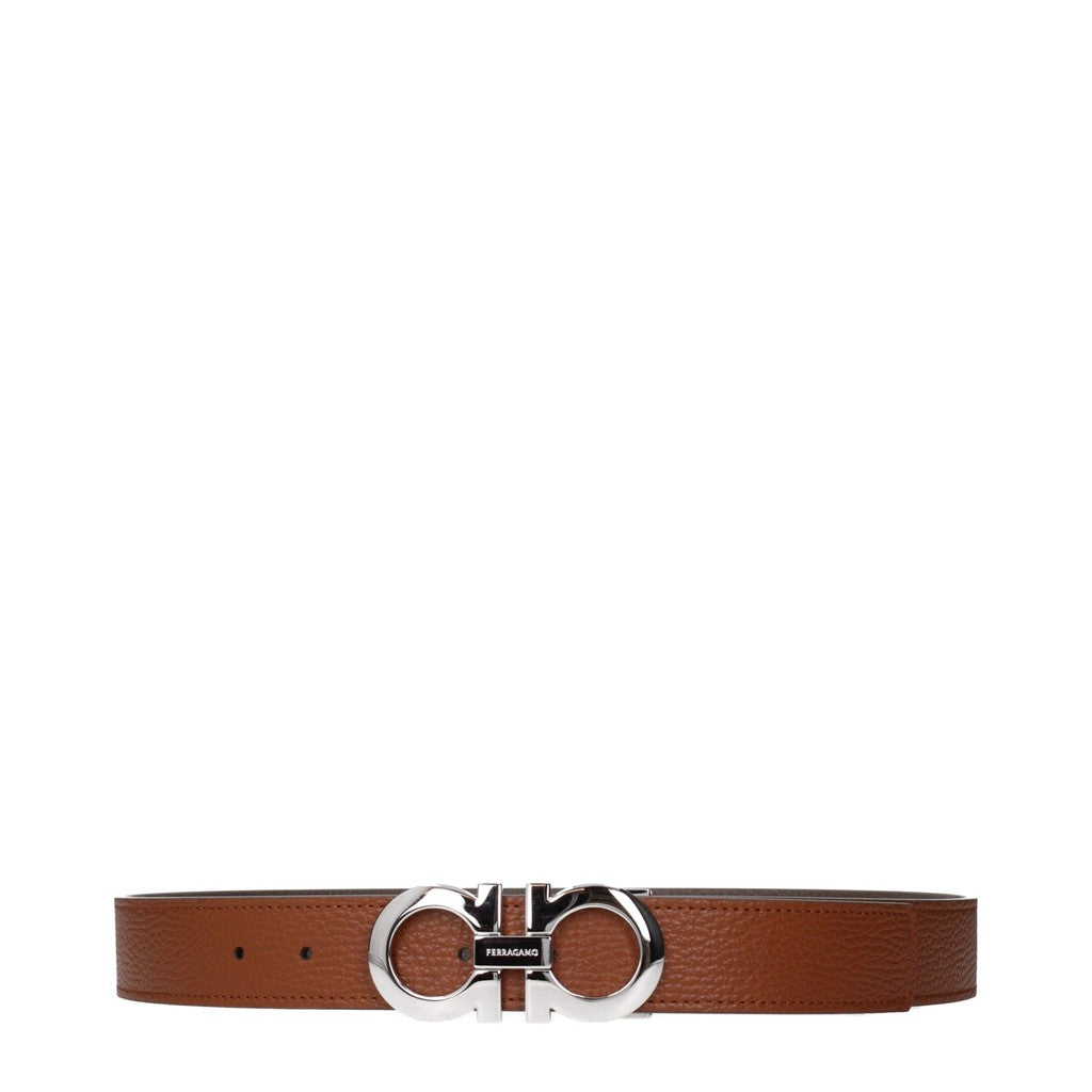 Salvatore Ferragamo Gancini Riem met zilverkleurige details – Bruin / Grijs