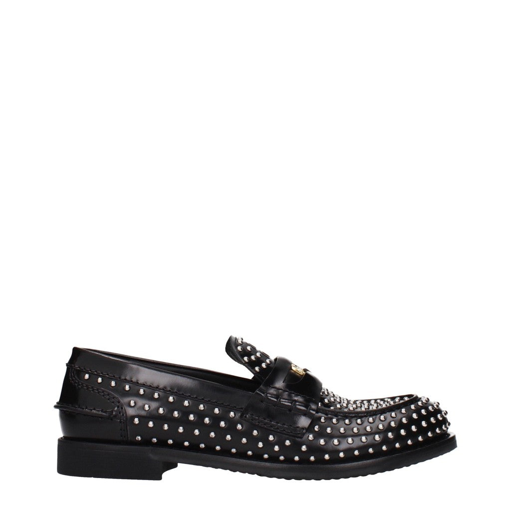 Miu Miu Loafers van geborsteld leer – Zwart
