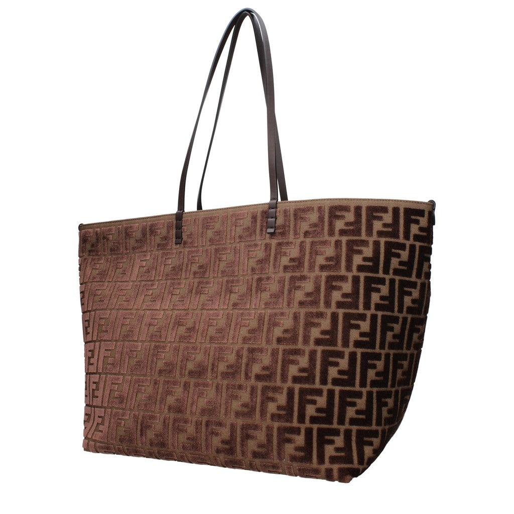 Fendi Roll Shopper Large van fluweel en stof – Bruin