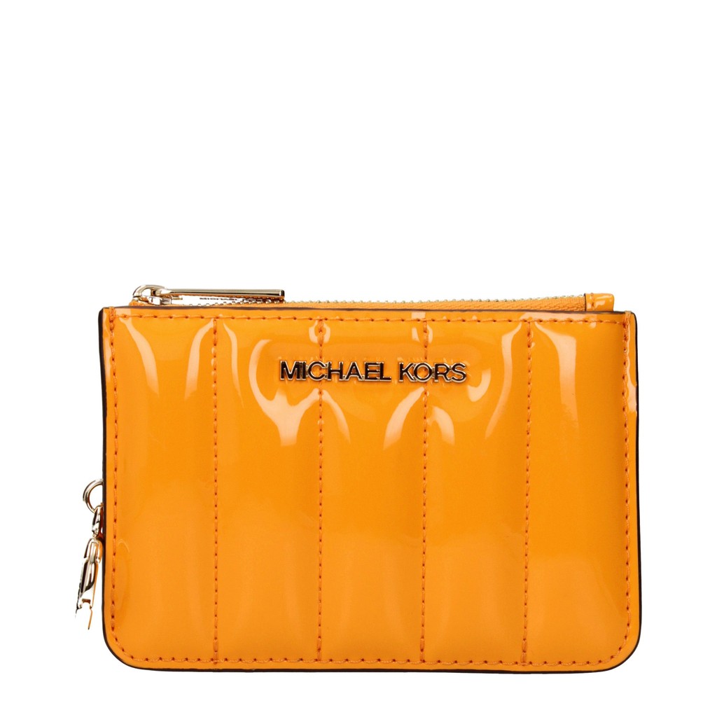 Michael Kors Jet Set Lakleren portemonnee met ritssluiting – Oranje
