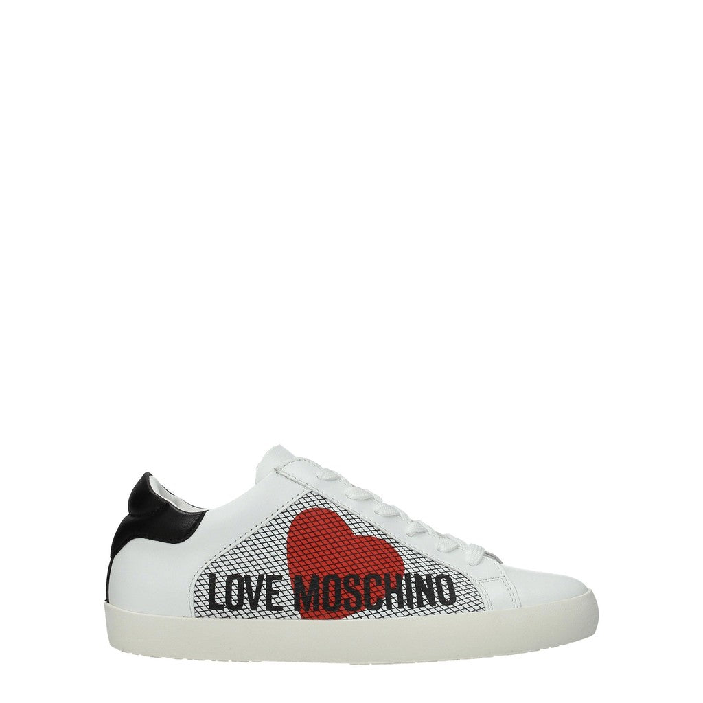 Love Moschino Leren sneakers met rubberen zool – Wit