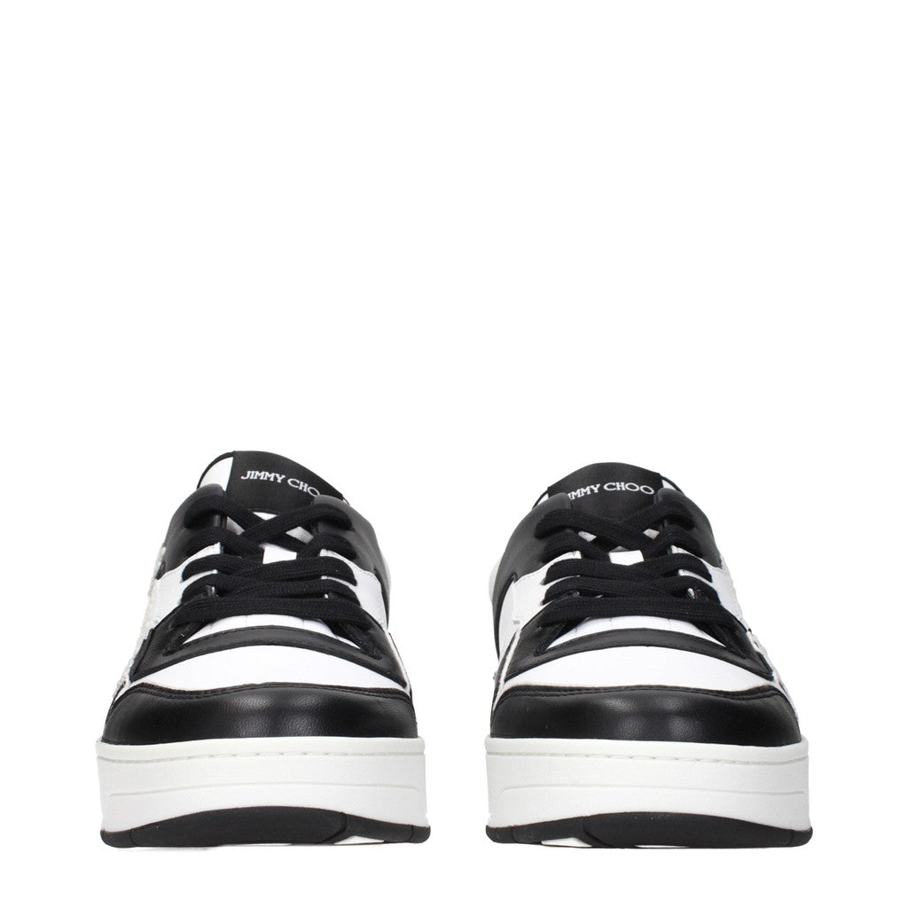 Jimmy Choo Florent Sneakers met vetersluiting en ronde neus – Zwart / Wit