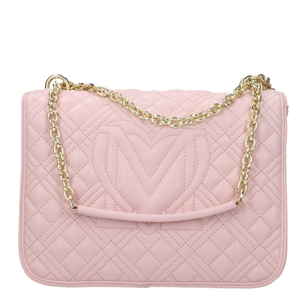 Love Moschino Schoudertas van polyurethaan met drie vakken – Roze