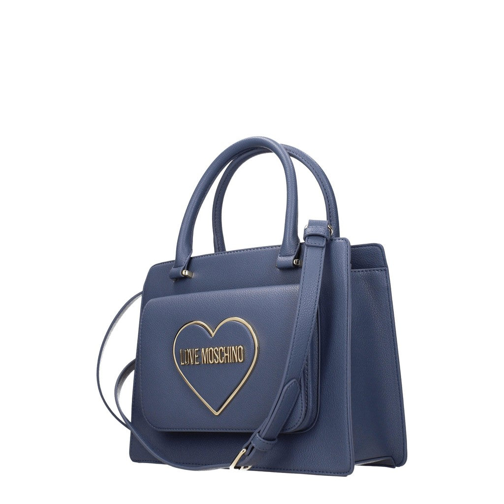 Love Moschino Handtas van polyurethaan met goudkleurige details – Denimblauw