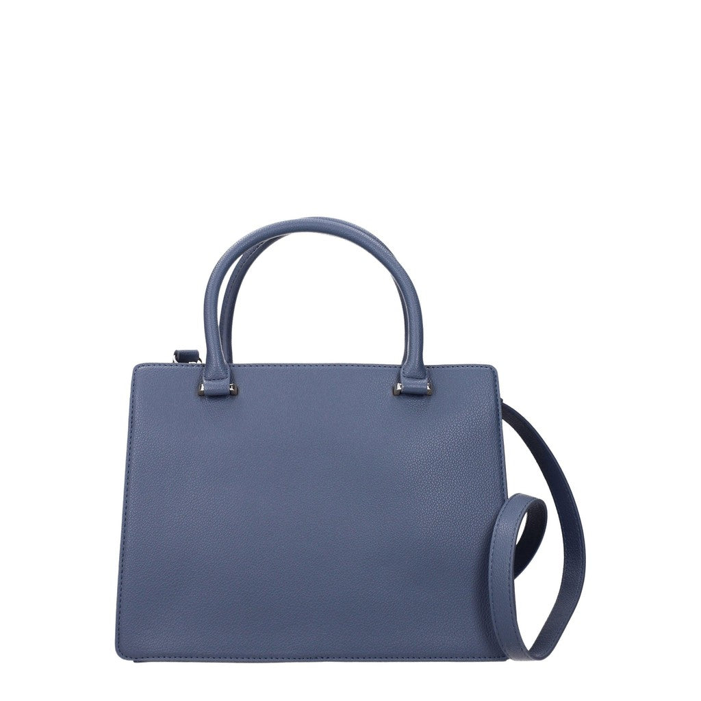 Love Moschino Handtas van polyurethaan met goudkleurige details – Denimblauw
