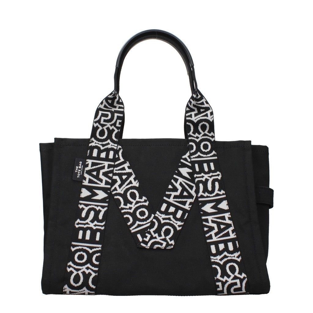 Marc Jacobs Shopper van leer en stof – Zwart