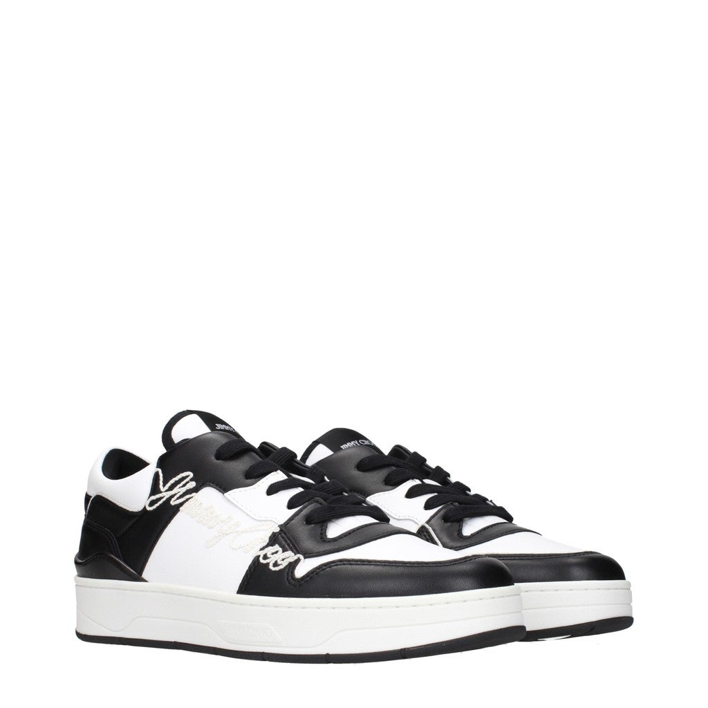 Jimmy Choo Florent Sneakers met vetersluiting en ronde neus – Zwart / Wit