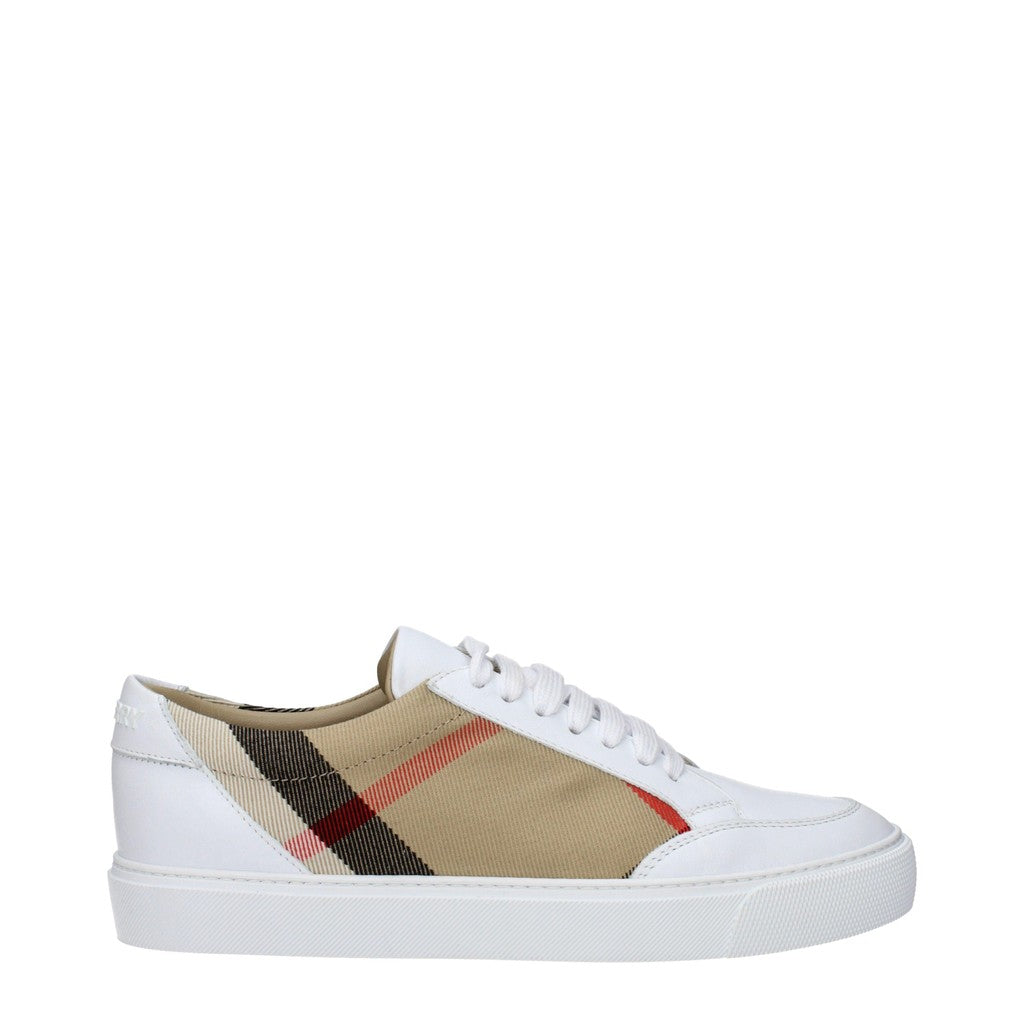Burberry Sneakers van stof en leer met ronde neus – Beige / Wit