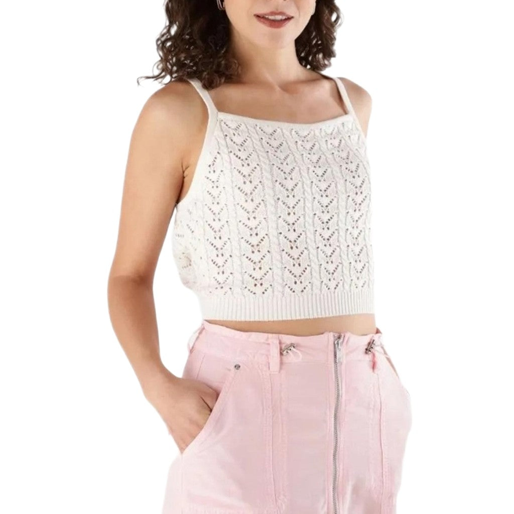 Guess Top met schouderbandjes en logo – Wit