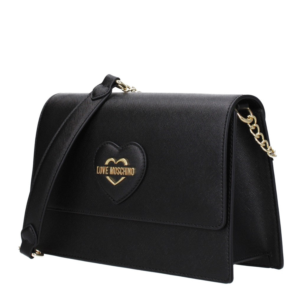 Love Moschino Compacte schoudertas met goudkleurige details – Zwart