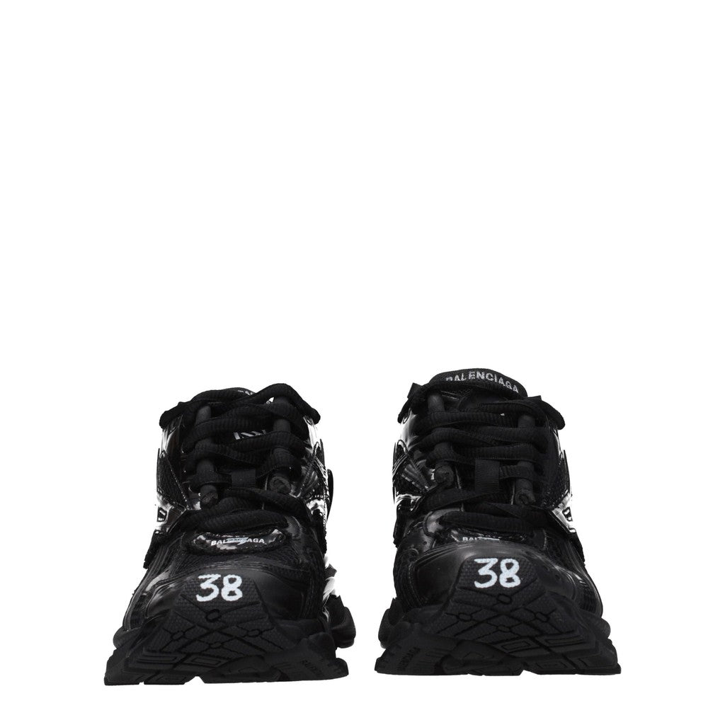 Balenciaga Runner Sneakers van leer en textiel met plateauzool – Zwart