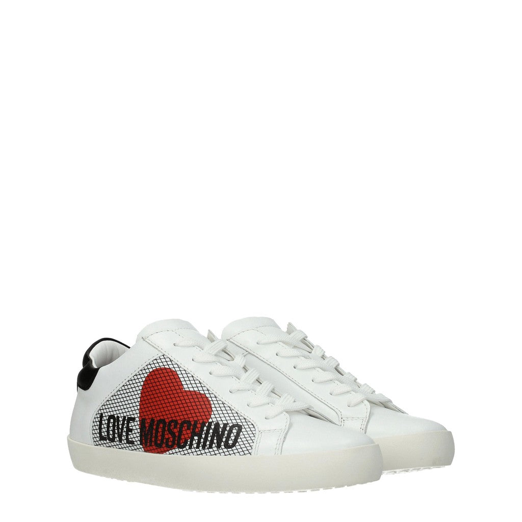 Love Moschino Leren sneakers met rubberen zool – Wit
