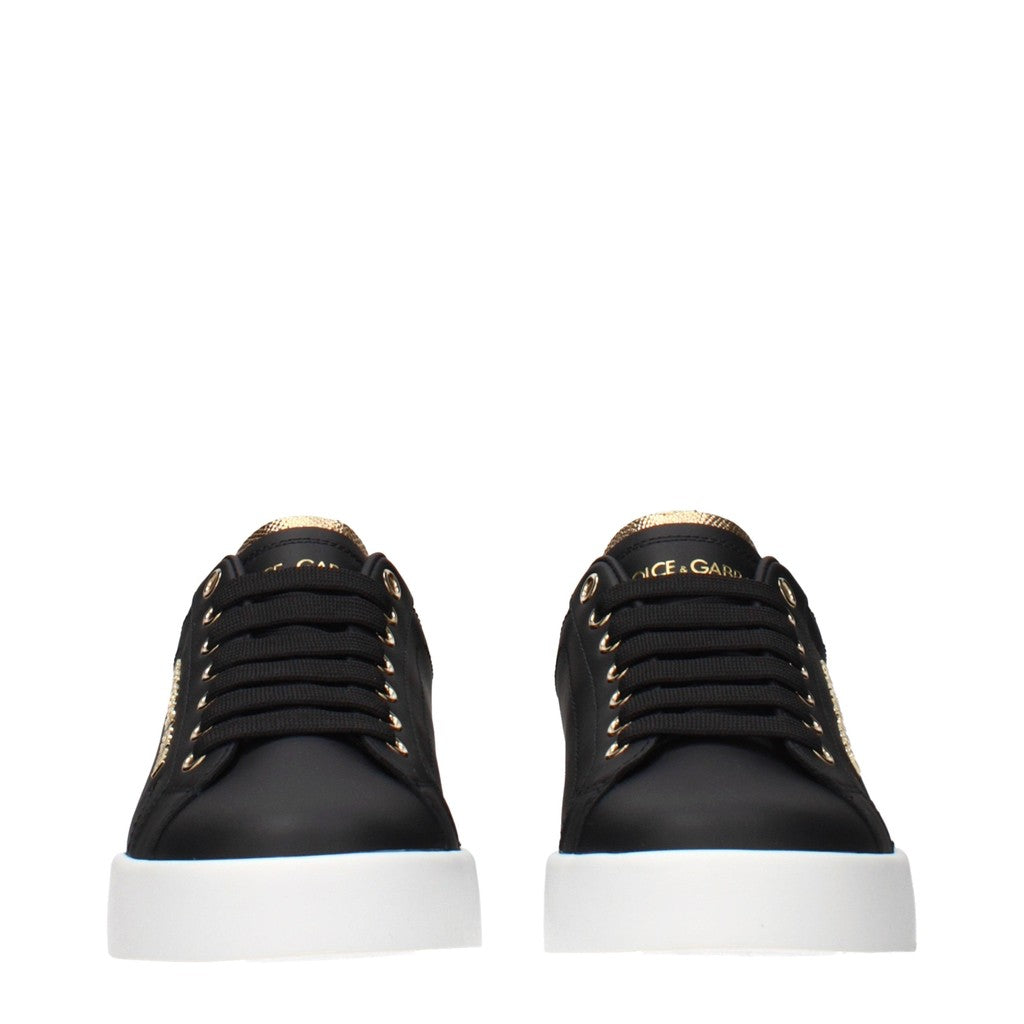 Dolce & Gabbana Sneakers met veters – Zwart / Goud