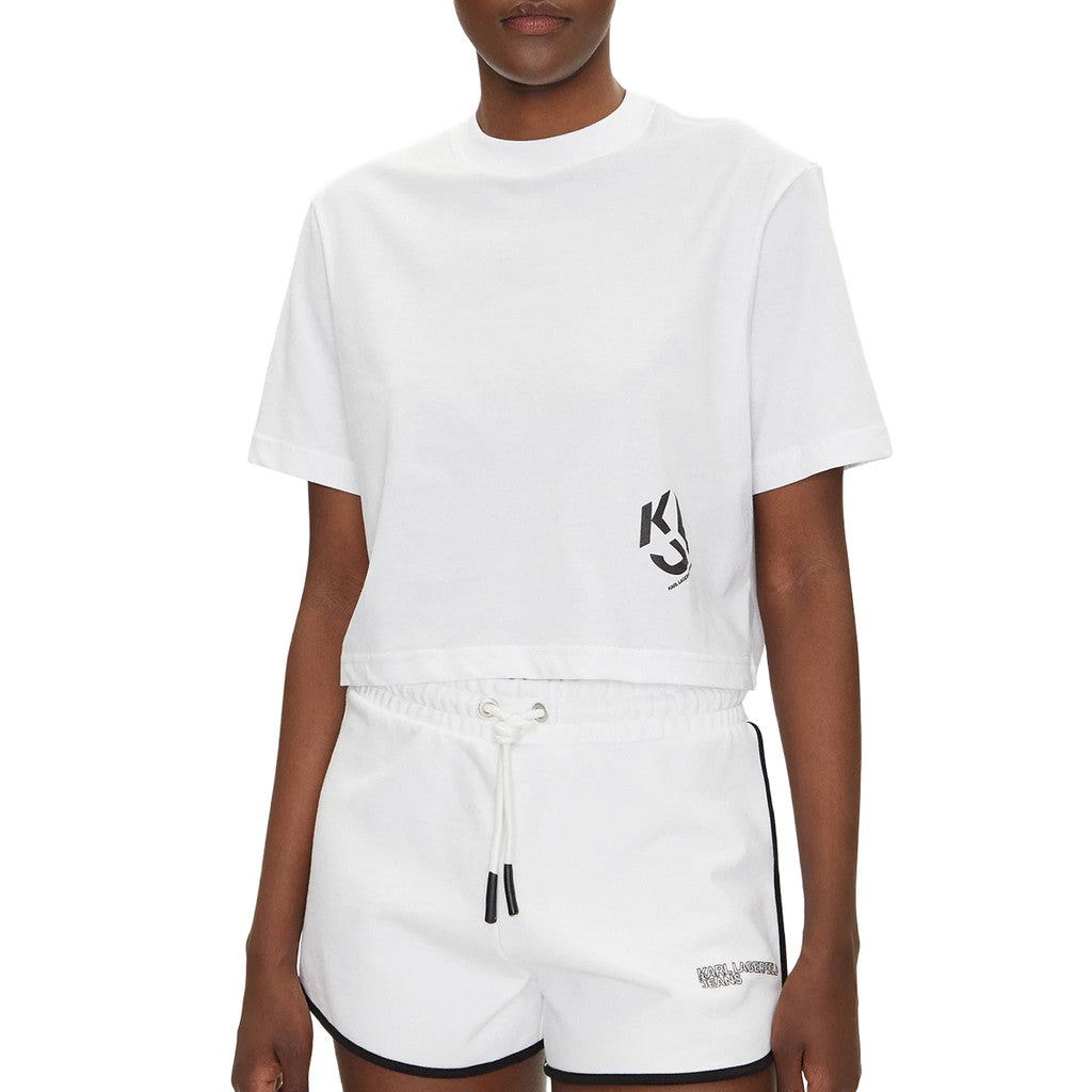 Karl Lagerfeld Cropped T-shirt met monogram – Wit