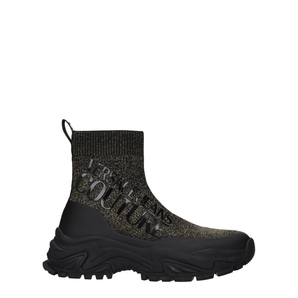 Versace Stoffen sneakers met goudkleurig accent – Zwart / Goud