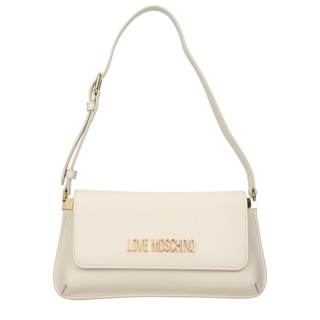 Love Moschino Slank schoudertasje met goudkleurige details – Ivoor
