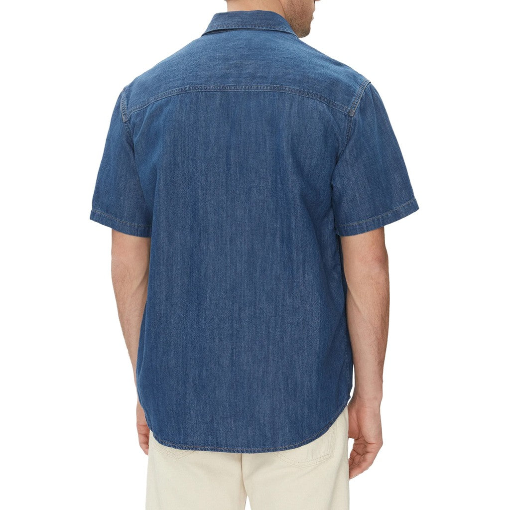 Calvin Klein Overhemd van denim met korte mouwen – Blauw