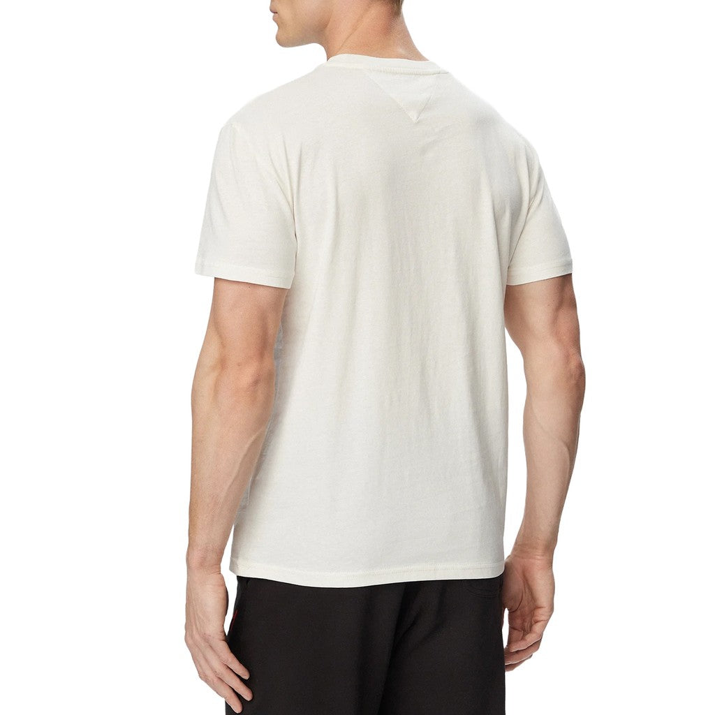 Tommy Jeans Slim Fit T-shirt met ronde hals en bedrukt logo – Gebroken wit