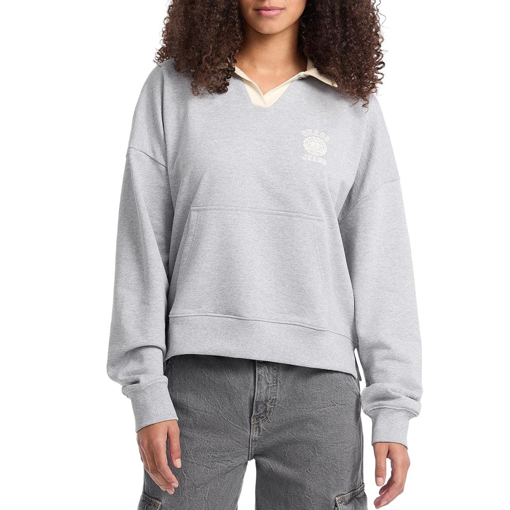 Guess Sweater met bedrukt logo – Grijs