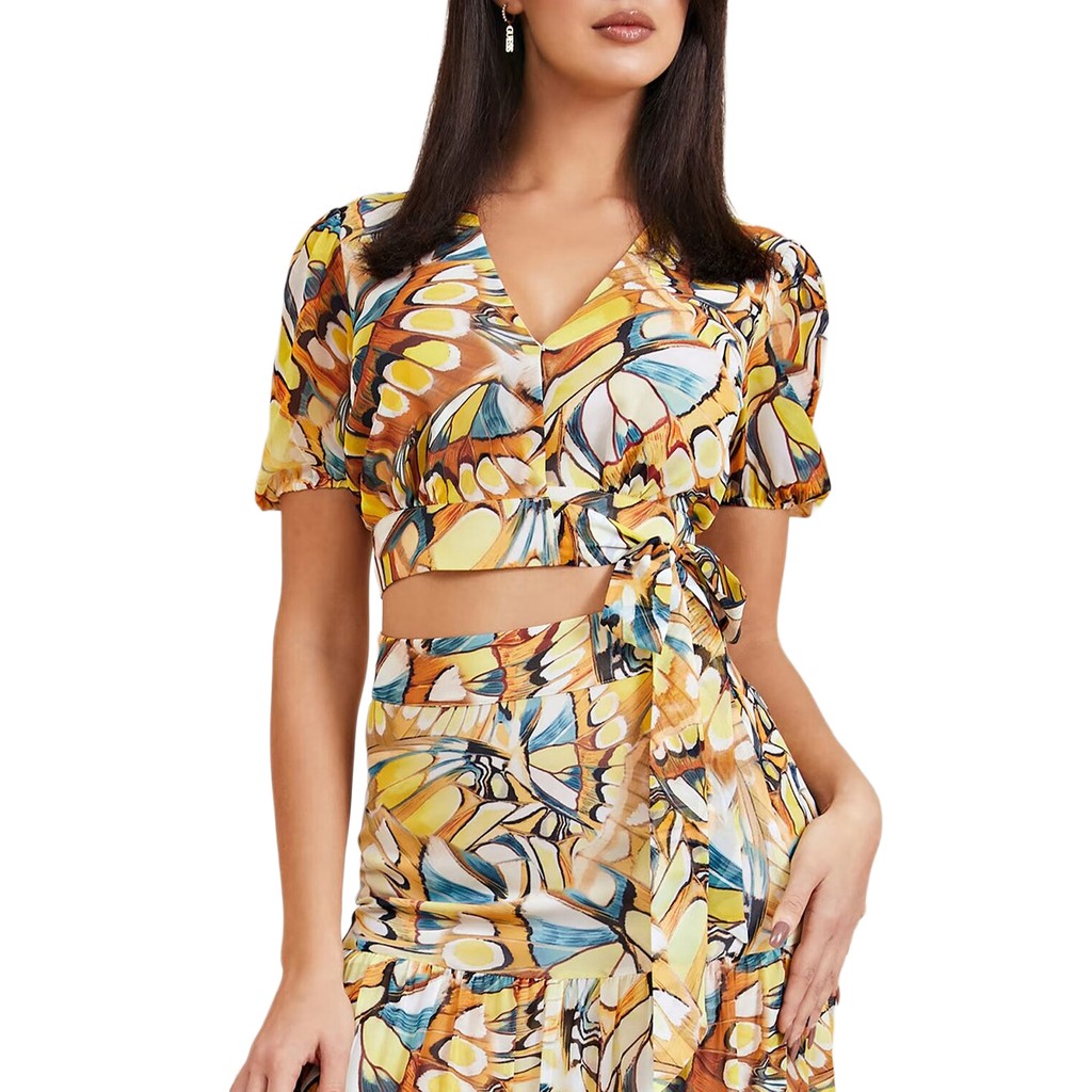 Guess Blouse met korte mouwen en trekkoord – Meerkleurig