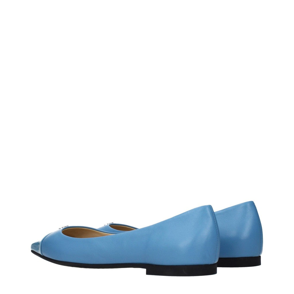 Jimmy Choo Leni Ballerina's van leer en lakleer – Lichtblauw