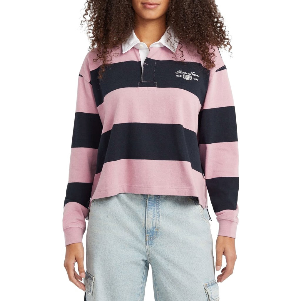 Guess Gestreepte polo – Marineblauw / Roze